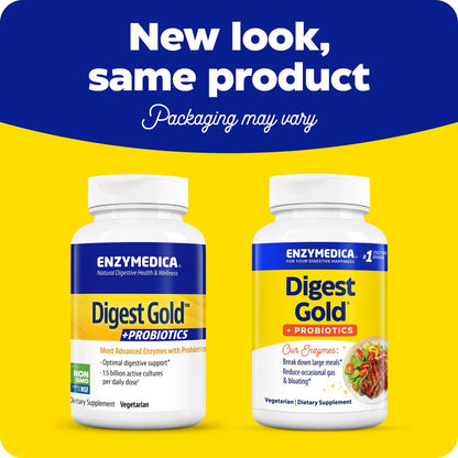 Digest Gold + Probiotics Enzimas Digestivas y Probióticos para Salud Intestinal 45 Cápsulas