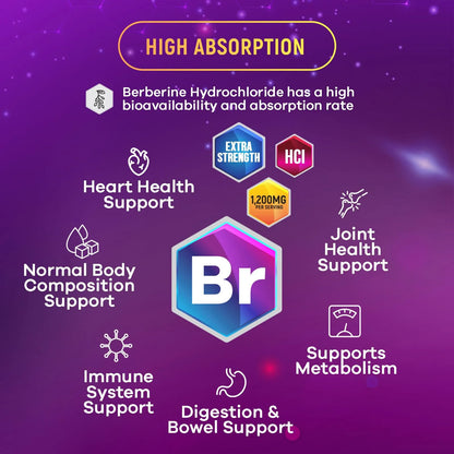 Suplemento De Berberina 1200 Mg Salud Cardíaca Y Apoyo Inmunológico