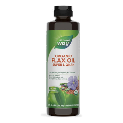 Aceite De Lino Orgánico Super Lignan Omega 3 473ml Nature's Way Prensado En Frío