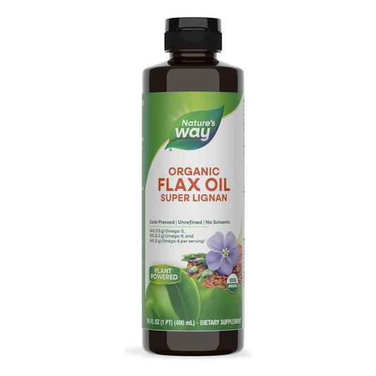 Aceite De Lino Orgánico Super Lignan Omega 3 473ml Nature's Way Prensado En Frío