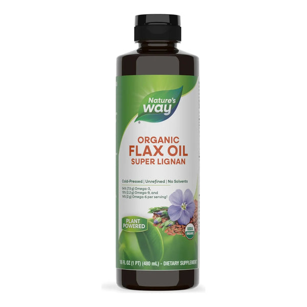 Aceite De Lino Orgánico Super Lignan Omega 3 473ml Nature's Way Prensado En Frío