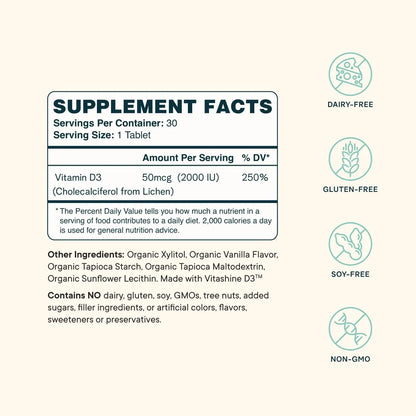 Vitamina D3 2000UI Vegana De Liquen Salud Osea Energia Y Defensas