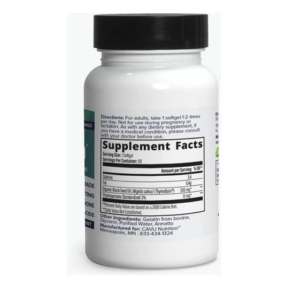 Aceite Orgánico De Semilla Negra Prensado En Frío 100% Puro Con 3% Timoquinona Para Salud Inmunológica Y Piel