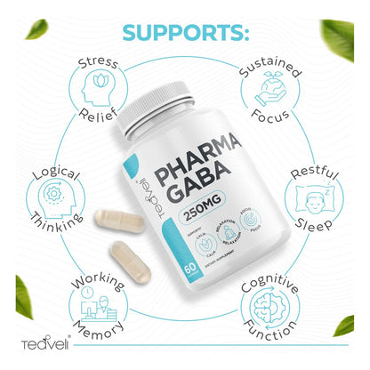 Pharma GABA 250 Mg Suplemento GABA Fermentado Naturalmente Para Relajación Y Enfoque