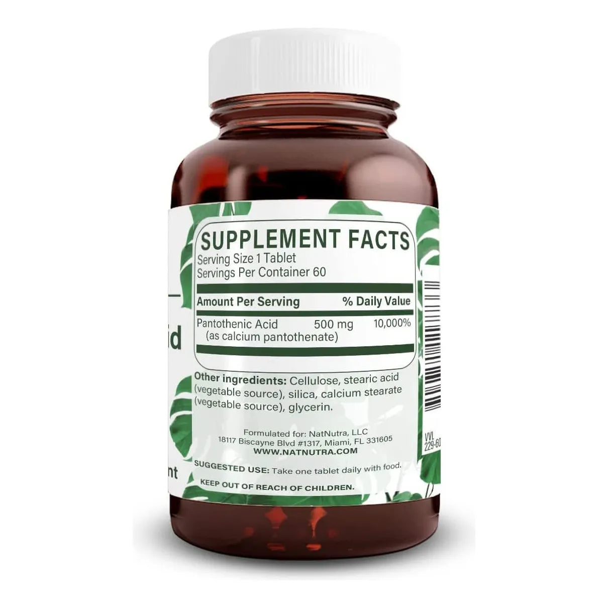 Ácido Pantoténico Liberación Prolongada 500 Mg Soporte Suprarrenal Y Energía