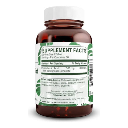 Ácido Pantoténico Liberación Prolongada 500 Mg Soporte Suprarrenal Y Energía