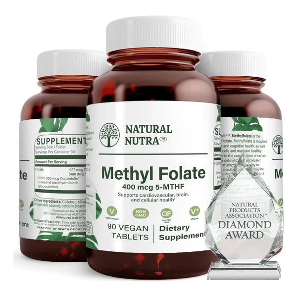 Metilfolato Cuatrefólico L 5 MTHF Vitamina B9 90 Tabletas Veganas Salud Cerebral Y Cardiovascular