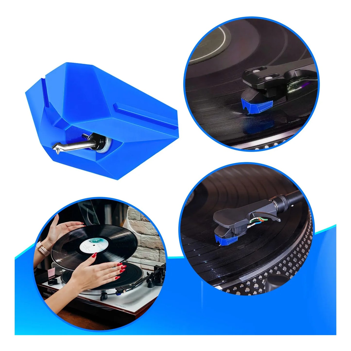 Aguja Tocadiscos Diamante Azul Compatible Con Cartuchos VM95 Sonido Premium