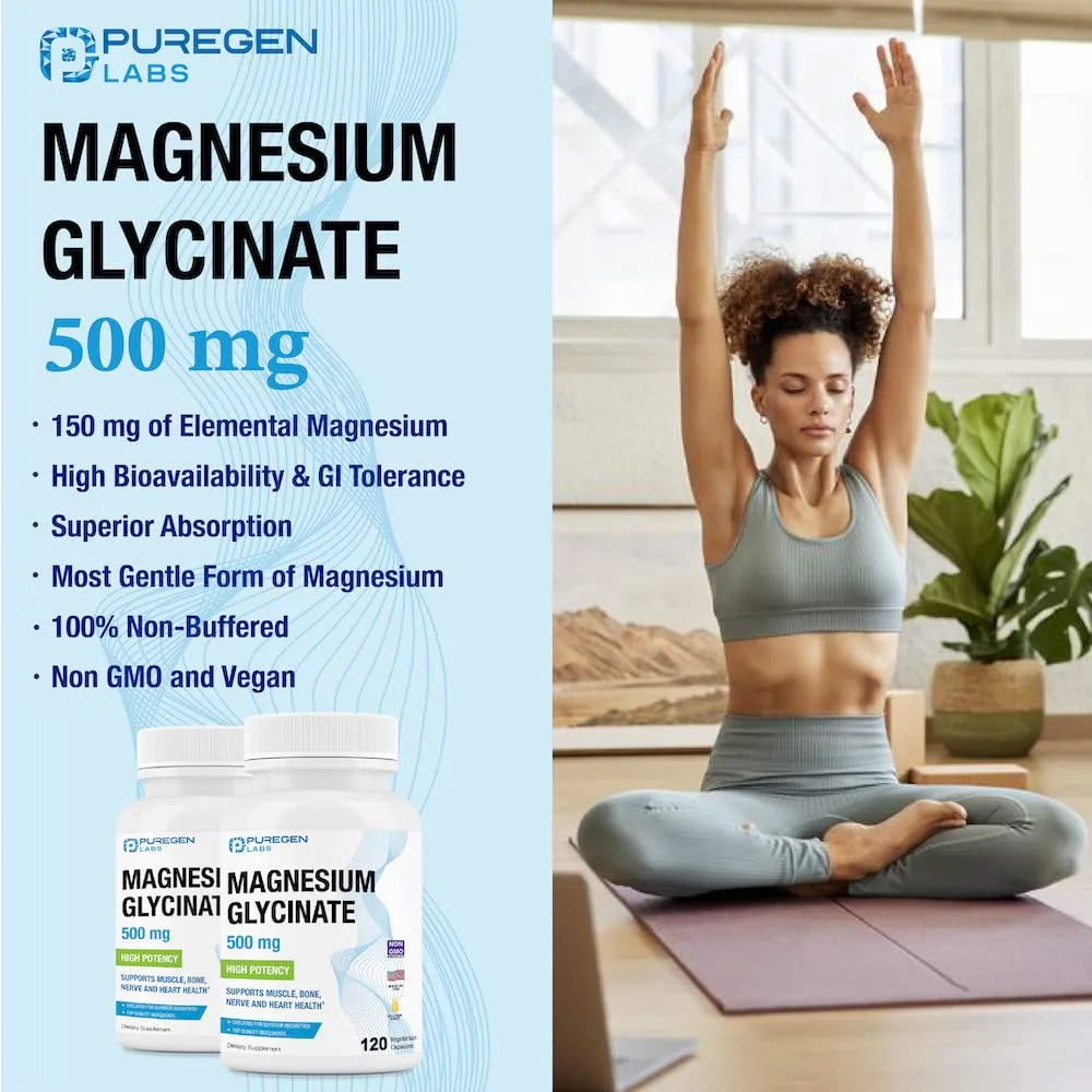 Glicinato De Magnesio 500 Mg Cápsulas Queladas Alta Absorción Salud Muscular Y Cardíaca
