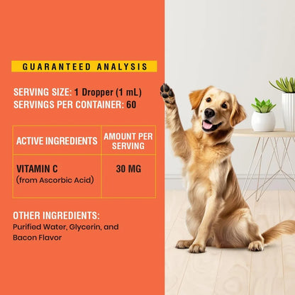 Vitamina C Liquida Para Perros Sabor Tocino Refuerzo Inmunologico 2 Onzas