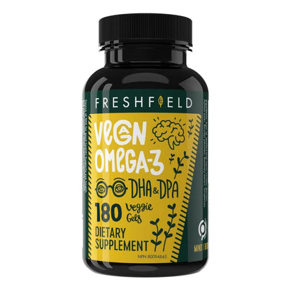 Aceite Omega 3 DHA Vegano Premium Botella Compostable 220mg Por Capsula Suministro 6 Meses