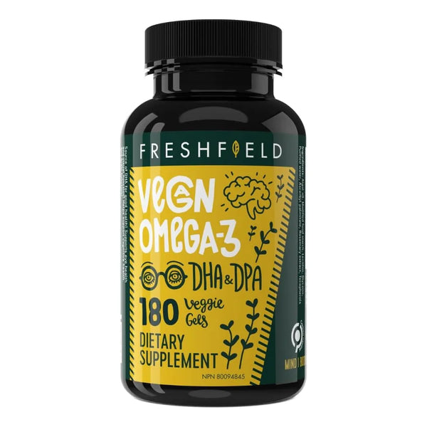 Aceite Omega 3 DHA Vegano Premium Botella Compostable 220mg Por Capsula Suministro 6 Meses