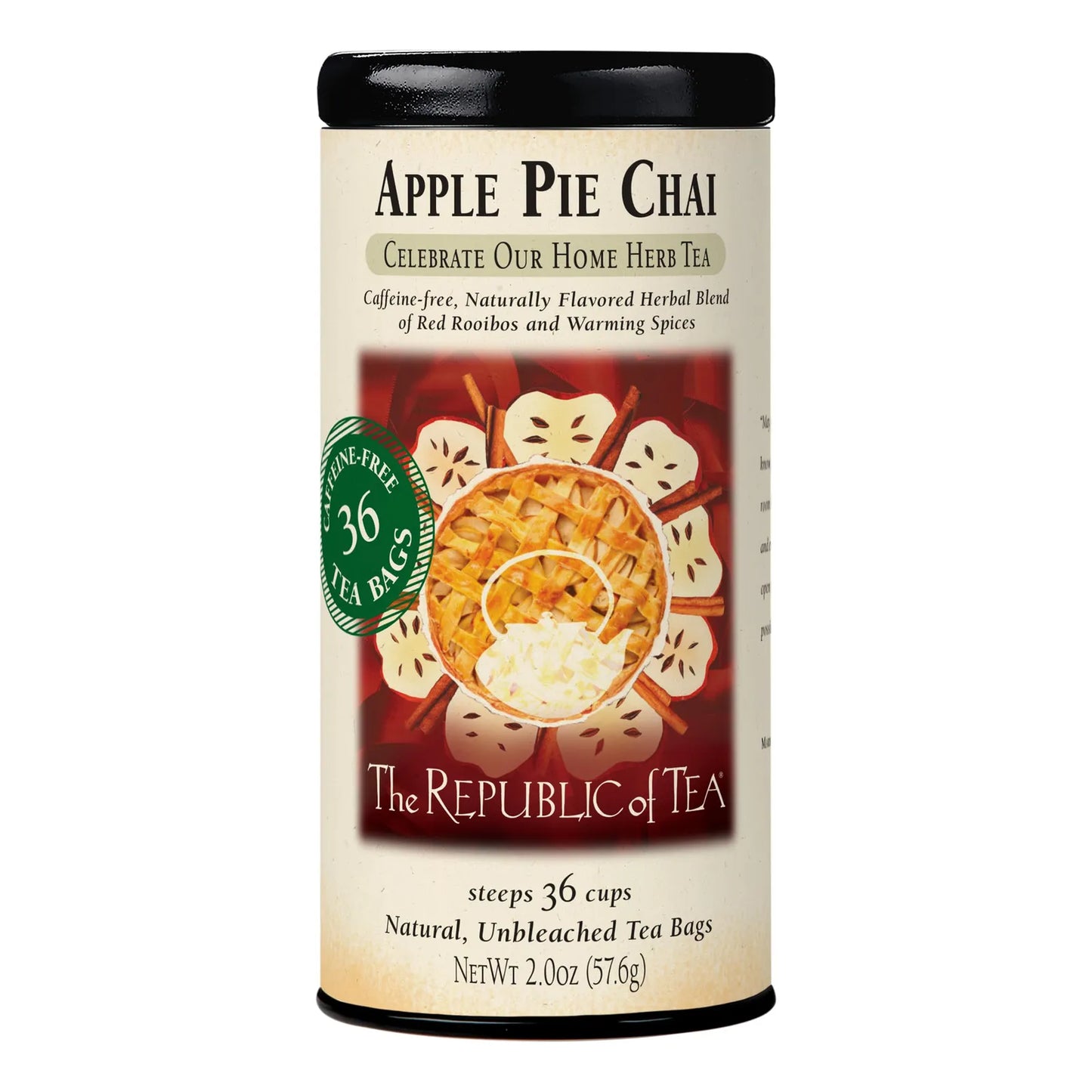Té De Hierbas Chai Sabor Pastel De Manzana 36 Bolsas Orgánico Sin Cafeína