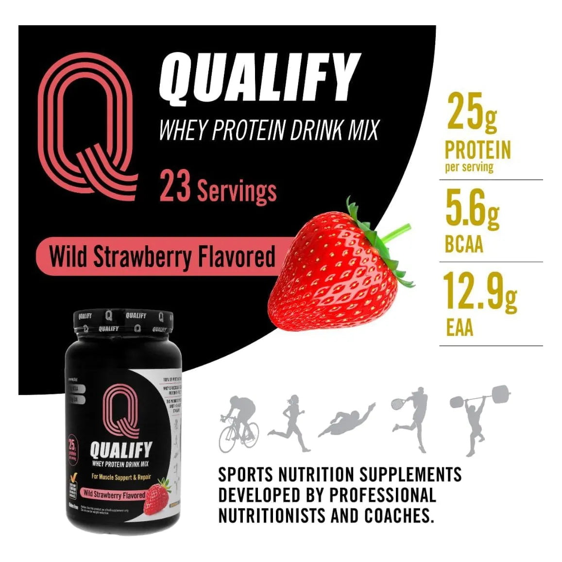 Proteina De Suero Fresa En Polvo Bebida Recuperacion Muscular 25g