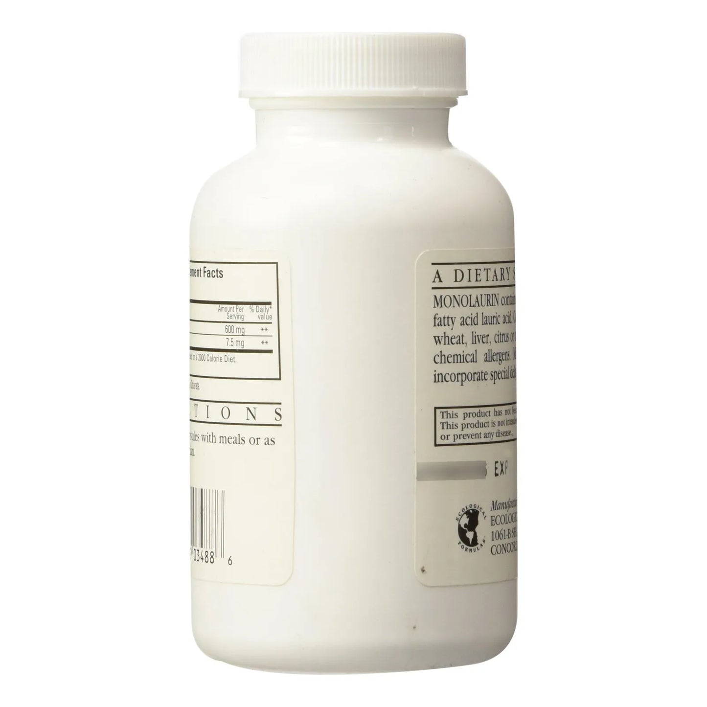 Monolaurina 600mg 90 Capsulas Suplemento Digestivo E Inmunologico