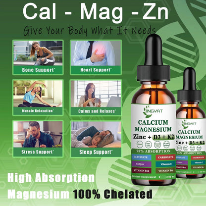 Gotas Líquidas De Calcio Magnesio Zinc Con Vitaminas D3 K2 B6 B12 Coq10