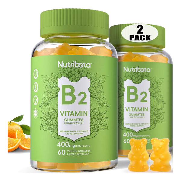 Gomitas De Vitamina B2 400 Mg Con Magnesio Y Coq10 Para Energía Y Alivio De Migraña