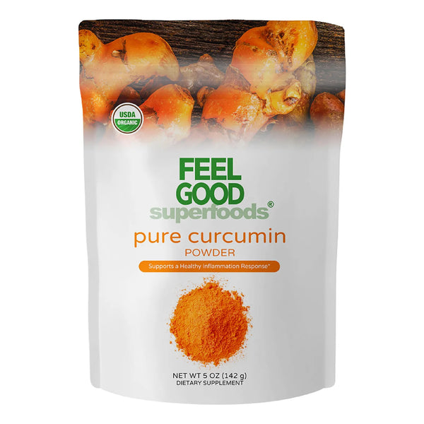 Feelgood Organic Superfoods Polvo De Curcumina Pura Orgánico Sin OMG Vegano 5 Onzas