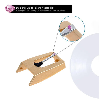 Pack De 3 Agujas Diamante Para Tocadiscos Vinilo Con Cepillo Limpieza Sonido Premium