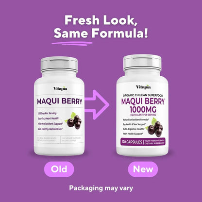 Maqui Berry 1000mg Suplemento En Polvo De Bayas 120 Cápsulas Vegetales