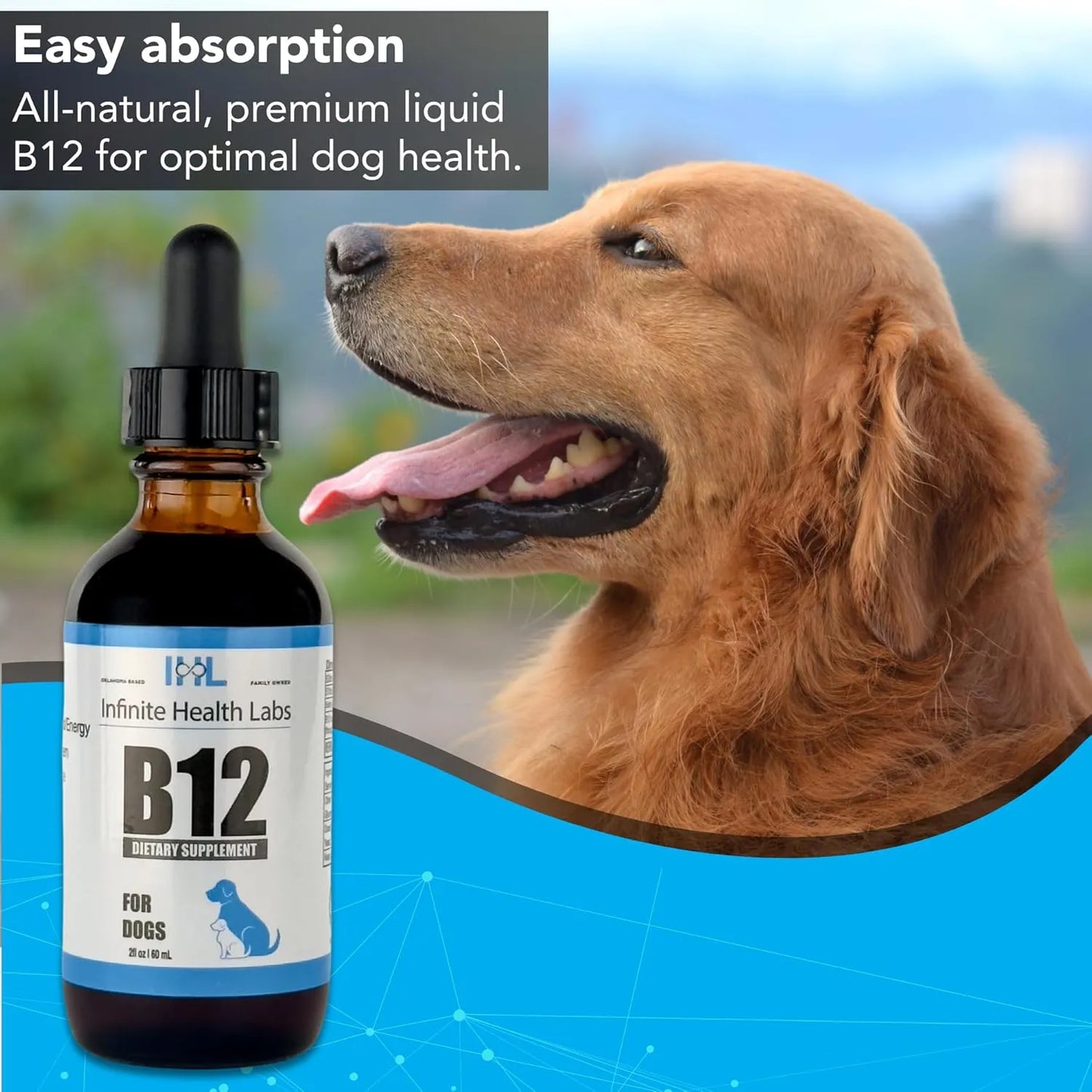 Vitamina Líquida B12 Metilcobalamina Para Perros Medianos y Grandes Energía y Vitalidad
