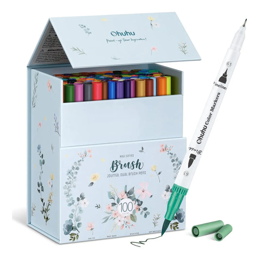 Marcadores Ohuhu 100 Colores Doble Punta Para Colorear Y Lettering