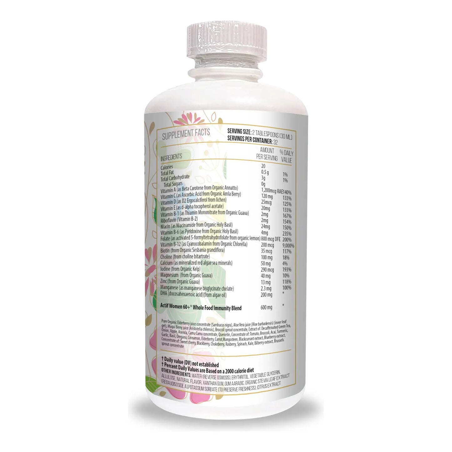 Multivitamínico Líquido Para Mujeres Mayores 60 Años Con 45 Nutrientes