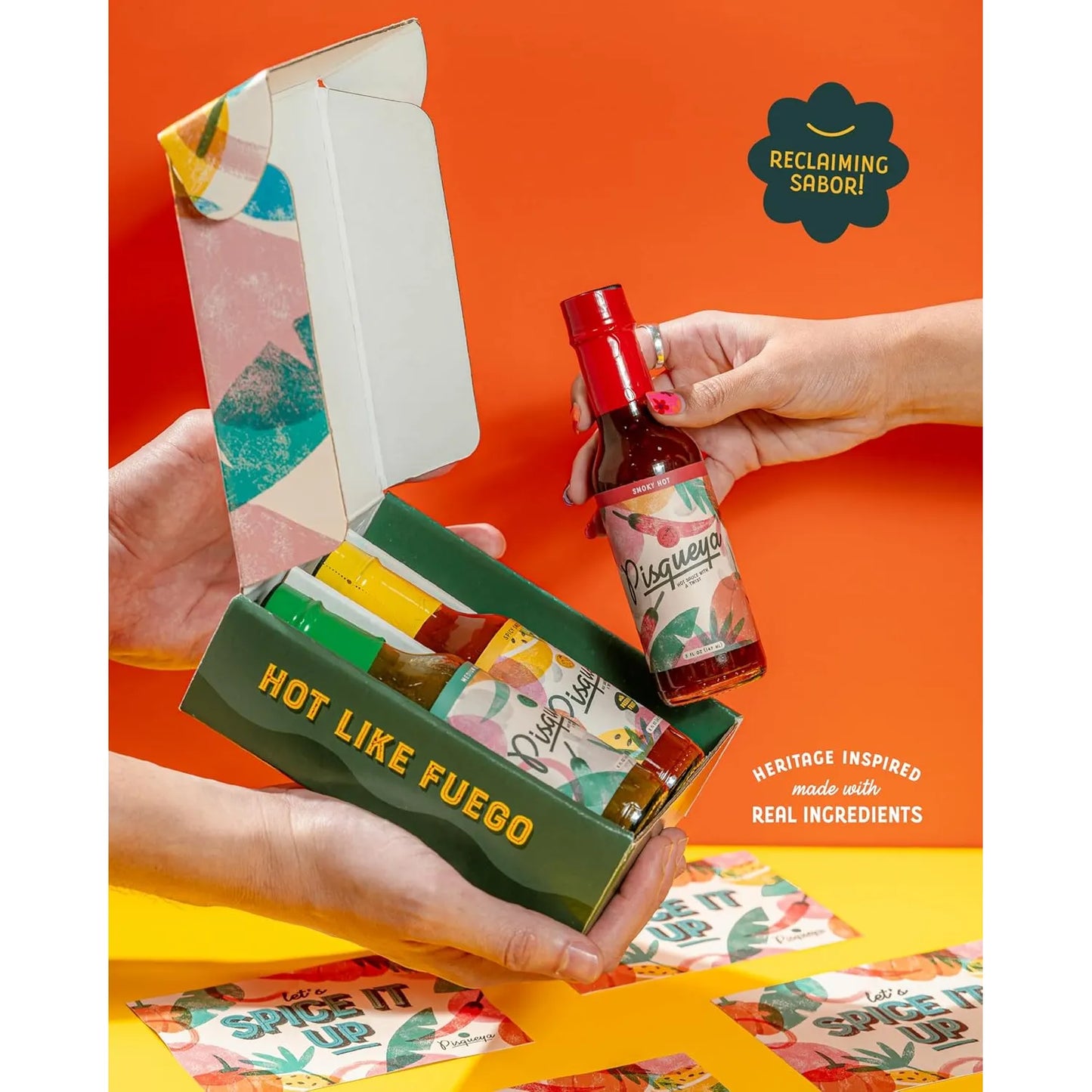 Caja De Regalo Picante Hot Like Fuego Con Salsas Y Sabores Premium