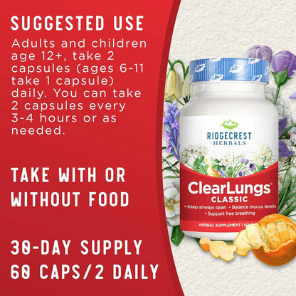 Clearlungs Apoyo Pulmonar Formula Herbal China 60 Capsulas Suplemento Respiratorio