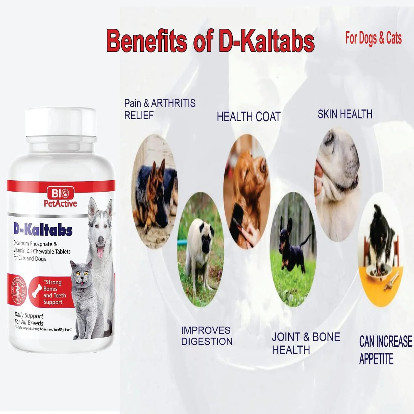 Vitamina D3 Calcio Masticable Para Perros Y Gatos 84 Tablas D-Kaltabs
