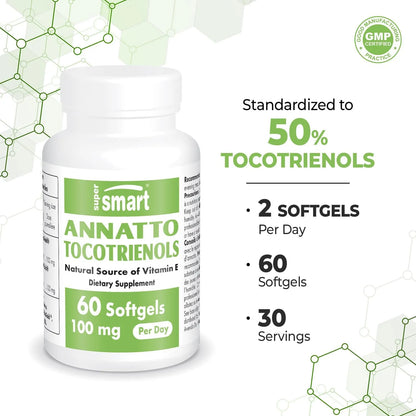 Tocotrienoles Annatto 100 Mg Deltagold Vitamina E 60 Capsulas Antioxidante Natural