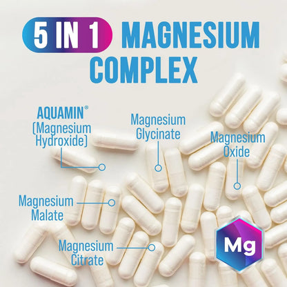 Complejo De Magnesio 500 Mg Cápsulas Alta Absorción Glicinato 5 En 1