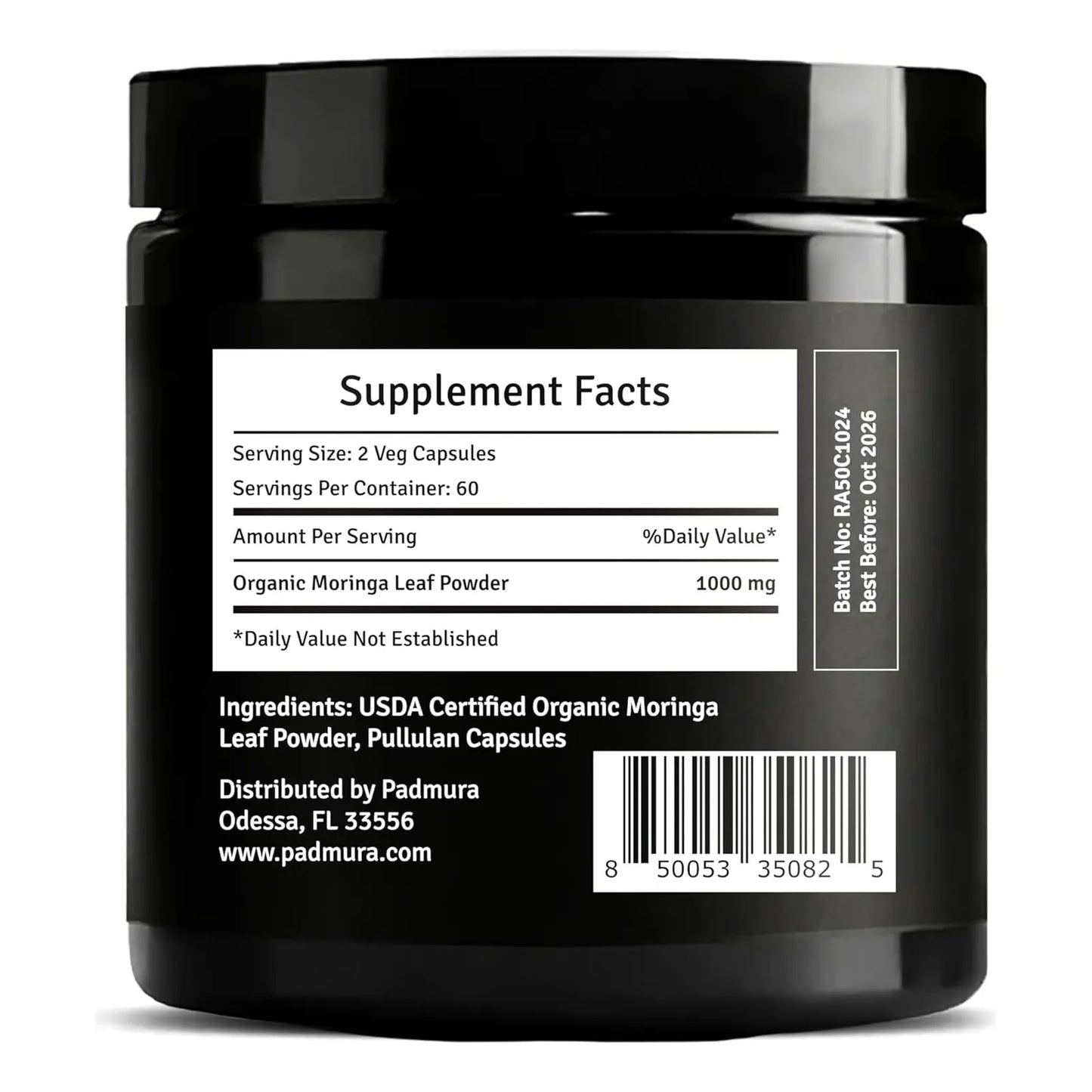 Cápsulas Orgánicas De Moringa Oleifera 1000 Mg Apoyo Inmunológico Vegano Sin Gluten