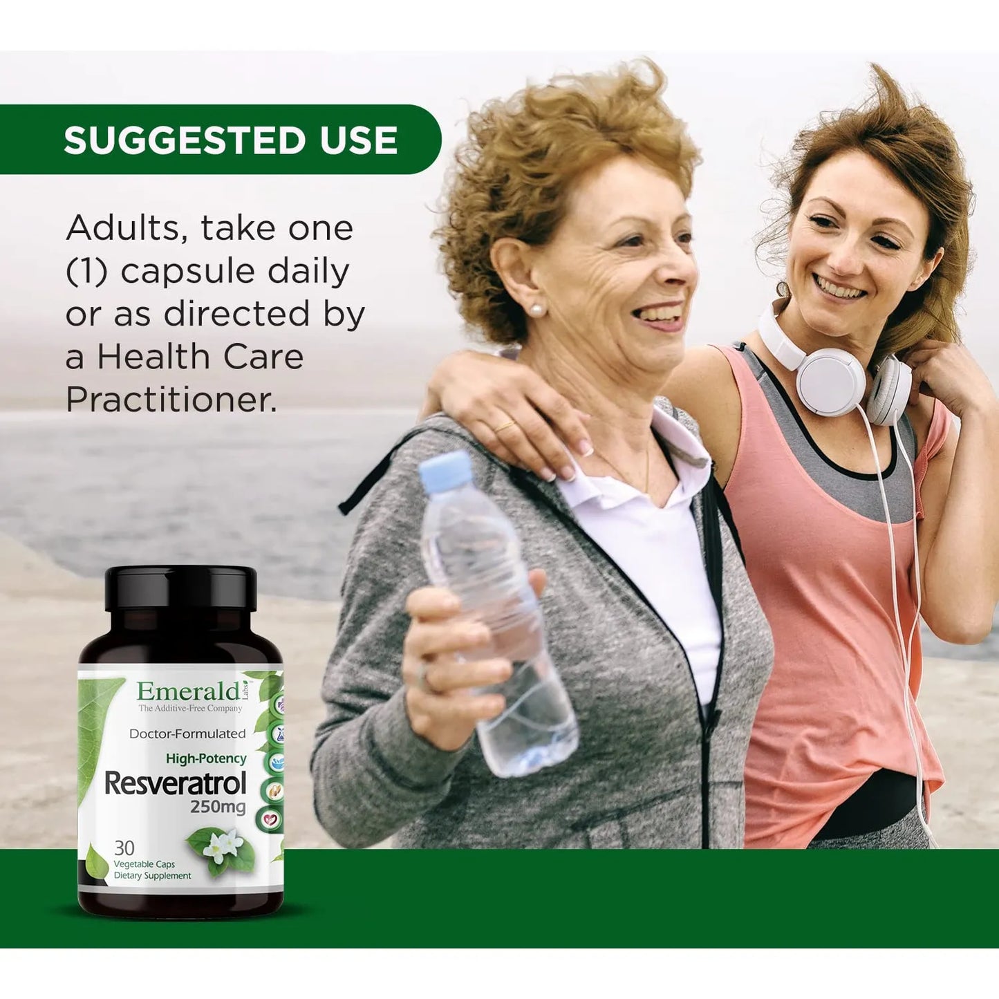 Resveratrol Emerald Labs Suplemento Antioxidante 30 Cápsulas Veganas