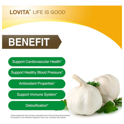 Extracto De Ajo Inodoro Lovita 5000 Mg 125 Alicina Salud Cardiovascular 60 Capsulas