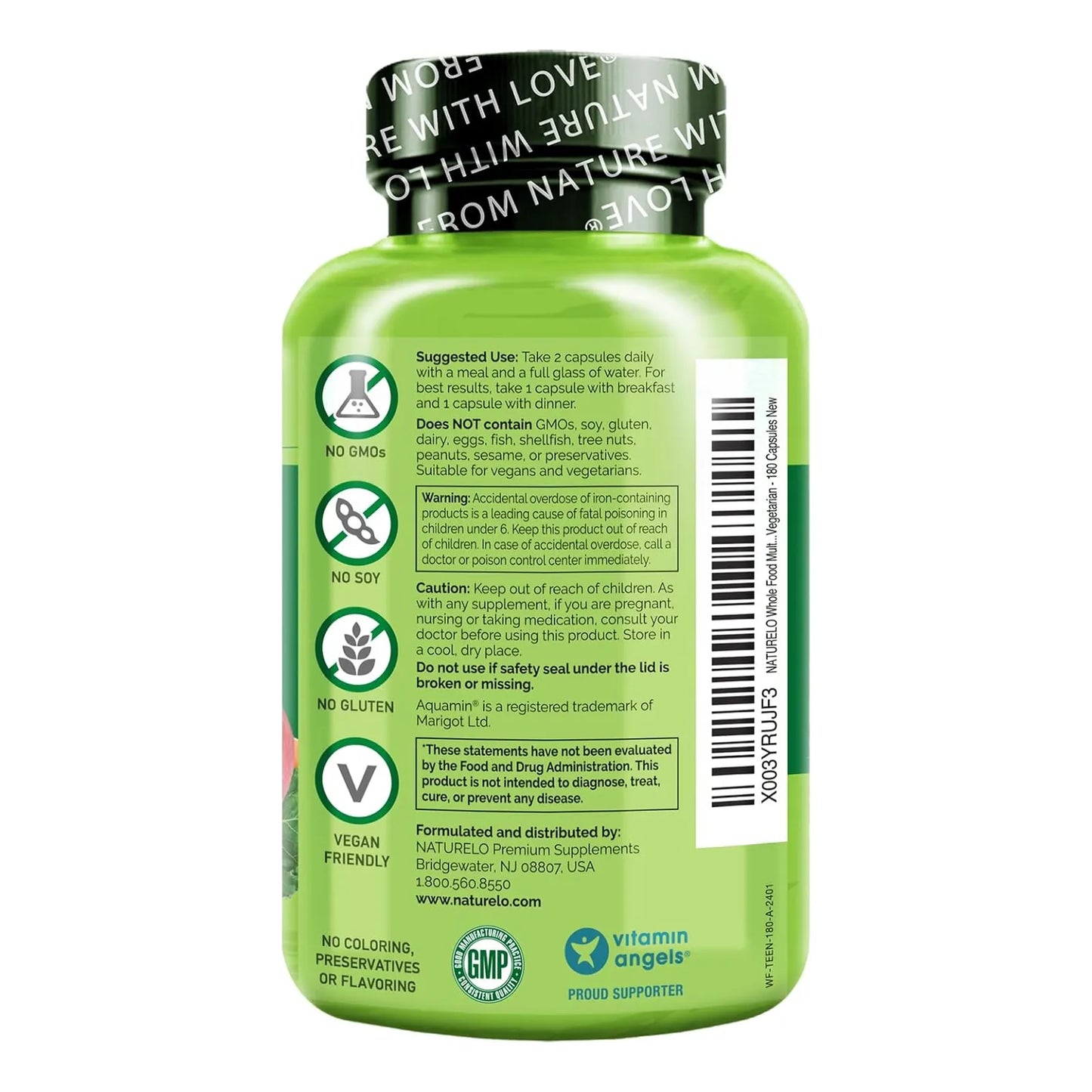 Multivitaminico Para Adolescentes Naturelo Con Vitaminas Minerales Vegano 180 Caps