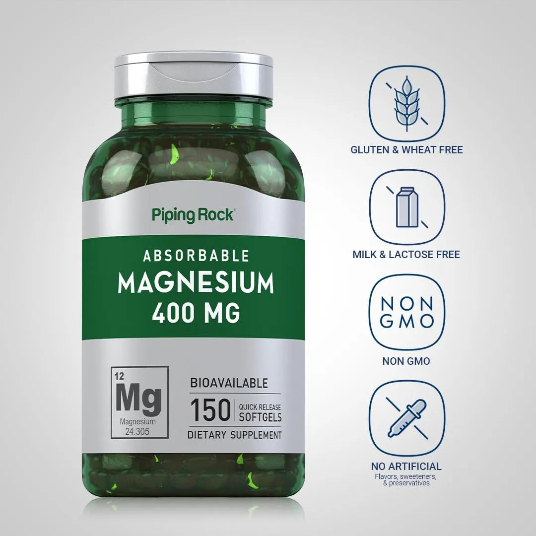 Cápsulas Blandas De Magnesio 400 Mg 150 Unidades Suplemento Óxido De Magnesio
