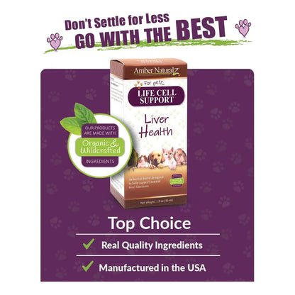 Life Cell Support Salud Del Hígado Para Mascotas 1 Onza Amber NaturalZ
