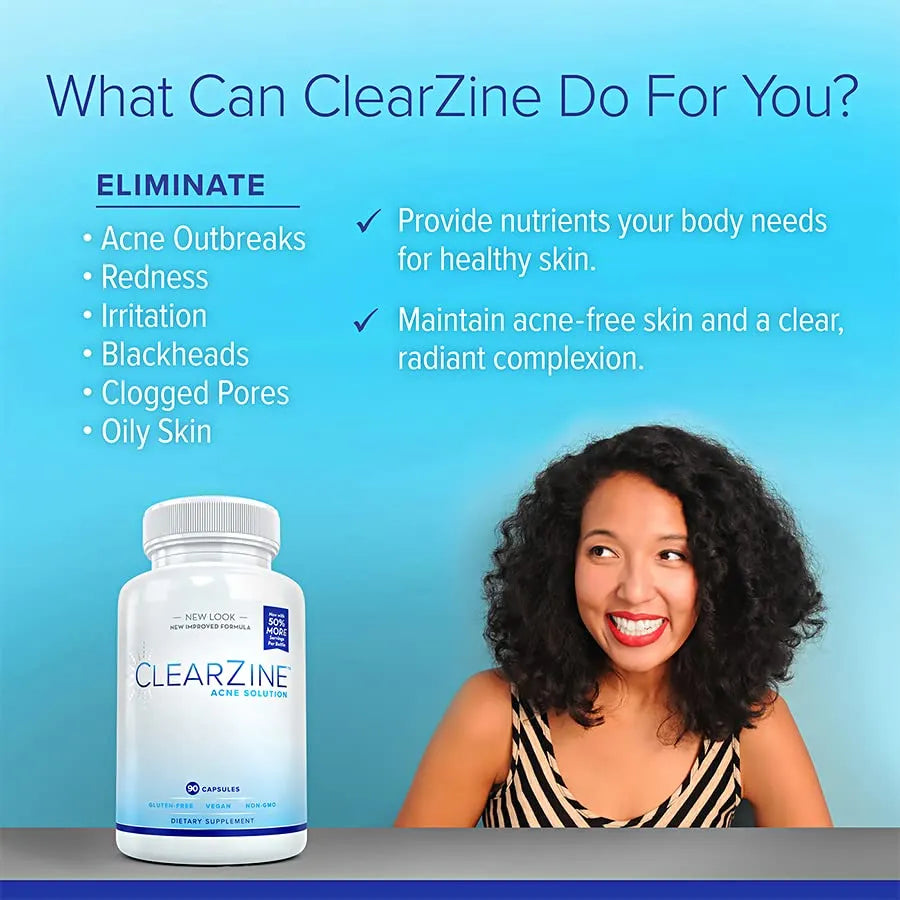 Pastillas Para El Acne Clearzine Vitaminas Piel Clara 90 Capsulas