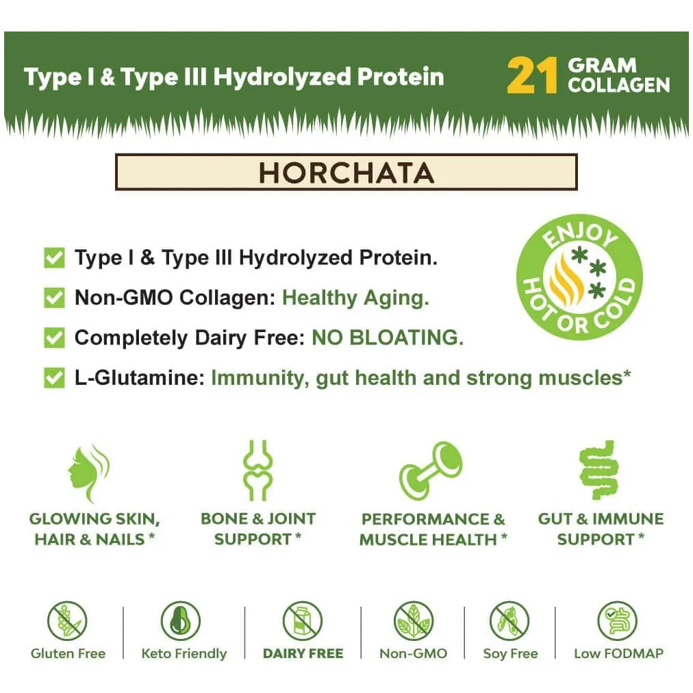 Proteína De Péptidos De Colágeno Horchata MariGold 1LB Piel Radiante Y Articulaciones Fuertes