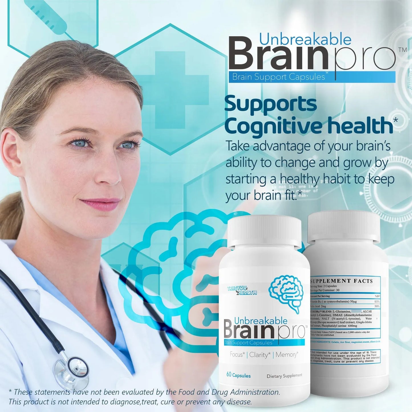 Suplemento Cerebral Premium Unbreakable Brain Pro Memoria Y Concentración
