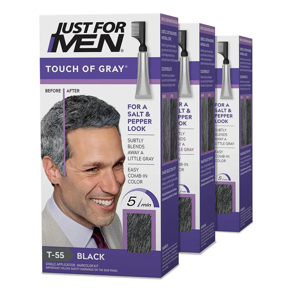 Just For Men Tinte Cabello T-55 Black X 3 Und Logra Un Cabello Negro Intenso Y Natural