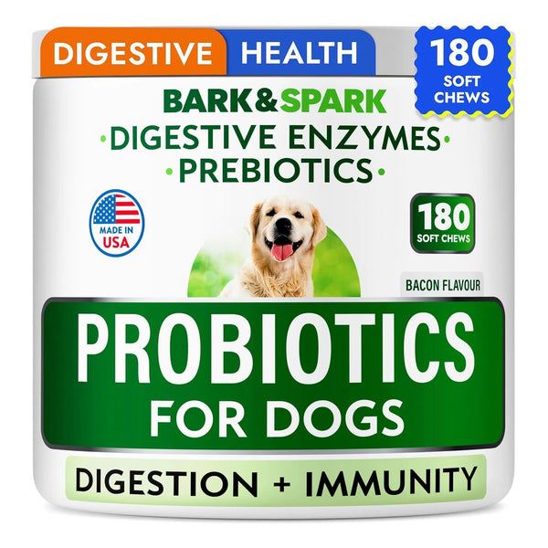 Probióticos Para Perros Con Enzimas Digestivas Bark&Spark Salud Intestinal 180 Masticables