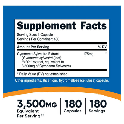 Gymnema Sylvestre 3500 Mg Extracto 20 1 180 Capsulas Sin Omg Y Vegetariano