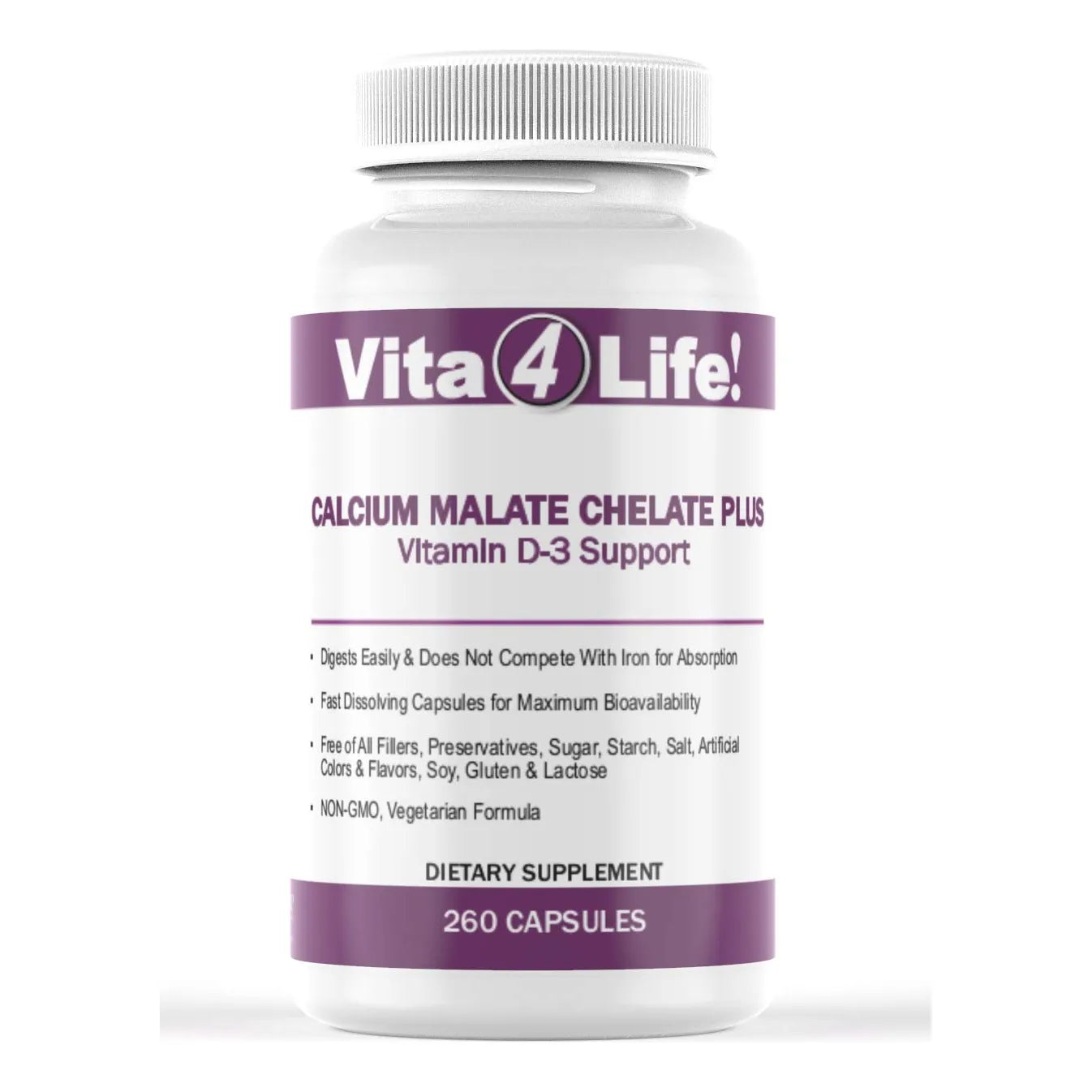 Calcio Quelato Malato 300 Mg Con Vitamina D3 260 Cápsulas