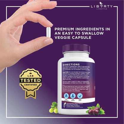 Suplemento De Polifenoles Resveratrol Berberina Semilla De Uva Quercetina 180 Cápsulas