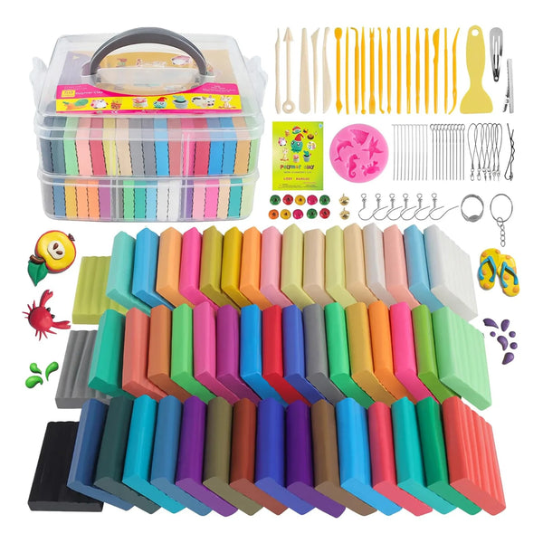 Kit De Inicio De Arcilla Polimérica 50 Colores Con Herramientas Y Accesorios