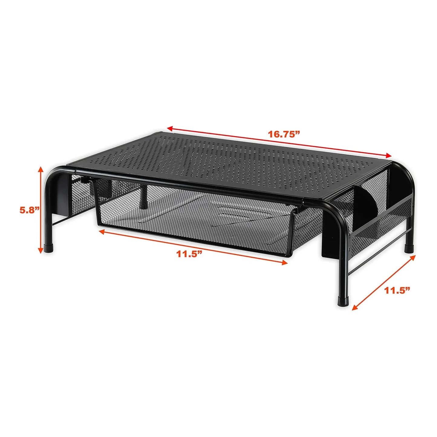 Soporte Elevador De Escritorio Con Cajon Organizador Metalico Negro SimpleHouseware