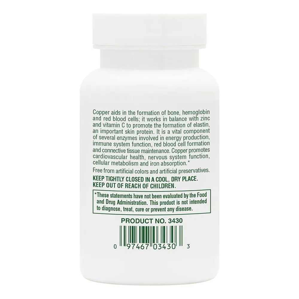 Cobre 3 Mg 90 Tabletas Apoya El Bienestar General Sin Gluten