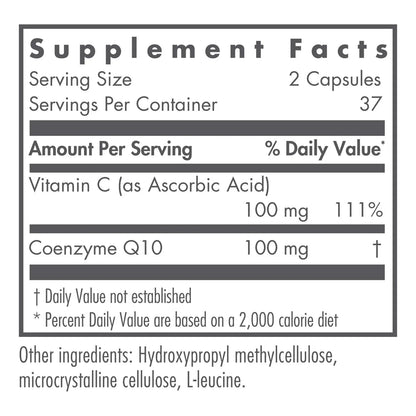 Suplemento De Coenzima Q10 50 Mg Con Vitamina C Antioxidante 75 Cápsulas